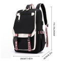 Anime Kuromi Backpack USB Patchwork Girl Boy Black Purple Schoolbag Kawaii Student School Bag Computer Large Mochilas Gift.