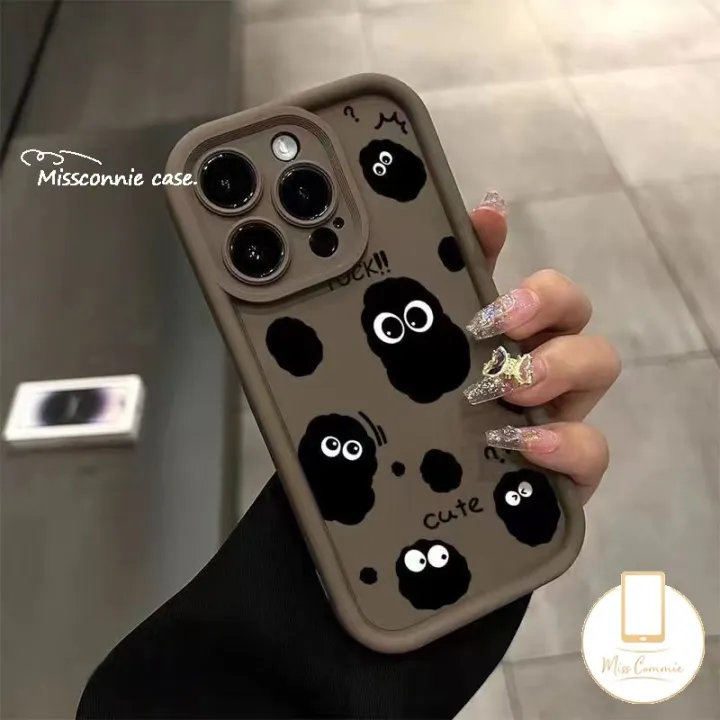 Cartoon%20Cute%20Little%20Black%20Coal%20Ball%20Fashion%20Case%20For%20Redmi%2013C%20Note%2011%208%2010s%2012%2010%209%20Pro%20Redmi%2010A%2012%2012C%209C%20NFC%209T%209%20A1%2010C%209A%20A2%20POCO%20M3%20Funny%20Red%20Face%20Angel%20Eyes%20Shockproof%20Cover%20-%20Image%204