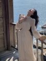 YAENHEY Beach Style Chiffon Y2k Mini Dress Office Lady Casual Long Sleeve Elegant One Piece Dress Korean Fashion Clothing Summer 2023.