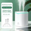 New USB Dual Spray Humidifier Heavy Mist Silent Aromatherapy Humidifier For Home Bedroom Desktop. 