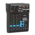 Professional 4-Channel Mixing Console Home Computer Stage Mini Mixer with Sound Card Effects with BT Connection ,EU Plug.