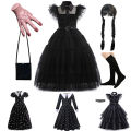 Movie Wednesday Cosplay Costume For Girl New Vestidos For Kids Girls Mesh Party Dresses Halloween Carnival Costumes 2-12Yrs.