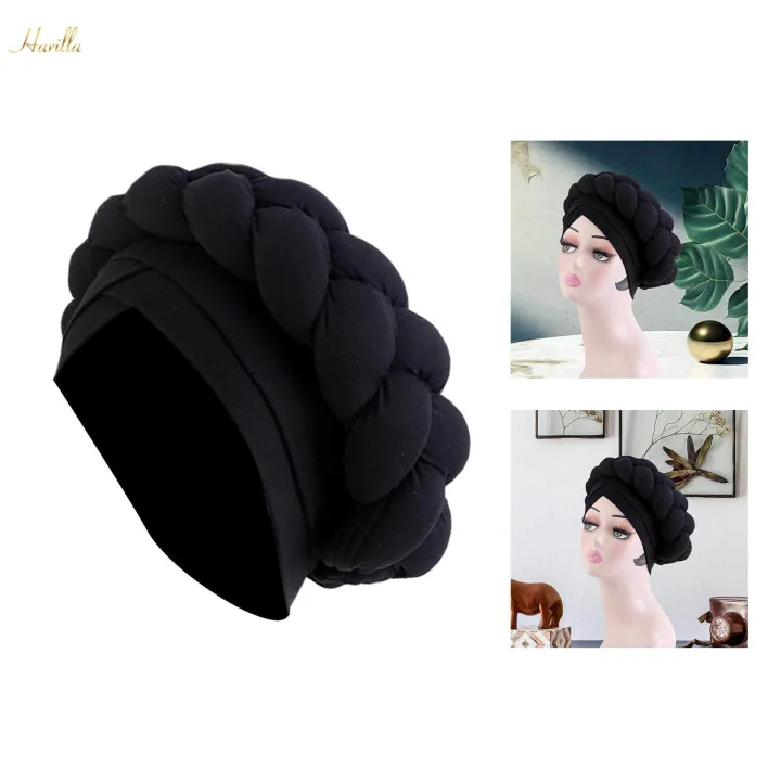 Women%20African%20Turban%20Head%20Wrap%20Headscarf%20Headwear%20Hair%20Headwrap%20Hat%20Beanie%20for%20Wet%20Black%20-%20Image%209
