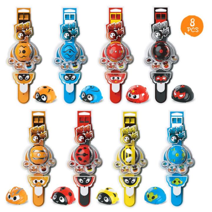 8PCS Insects Armor Gyroscope Inertial Car Cute Watch Gyro Cars Pull Back Device Educational Toys ChristGifts For Kids