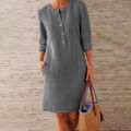 Jocoo Jolee Vintage Straight Dress Long Sleeve Oversized Mini Dress Women Casual Soild Long Sleeve Cotton and Linen Tunic Dress. 