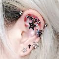 16g Bar Pircing Earrings Straight Rod Industrial Piercings Surgical Steel Ear Mujer Cartilage Helix Ear Lobe Star Ear-Studs Y2K.