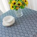 Japanese Totem HAILANG Dark Blue Geometric Pattern Cotton Linen Table Cloth Blue Tablecloth Cloth Liner Cover Cloth.