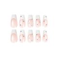 24Ps/Set Square White French With Rhinestones Artificial Handmade Ballerina Nails Manicure Press on Nail Seamless Removable. 