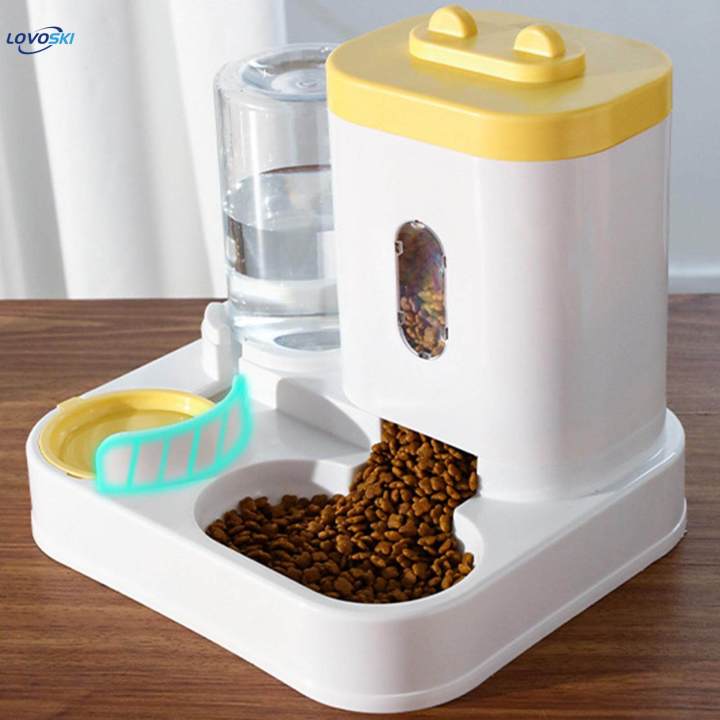 Cat Feeder and Water Automatic Cat Feeder for Cats Puppy Small Animals yellow