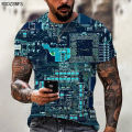 2021 summer new fashion trend electronic chip pattern MEN'S 3D printed T-shirt Street personality wild loose oversize xxs-5xl. 