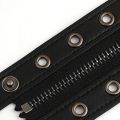 Black Gothic Big Wide Leather Bracelet with Zipper Rivet Wrap Bracelets for Men Women High Quality Button Adjustable Wristbands. 