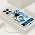 [Free Strap] Honor X8b X7b X8a 5G X7a X6a Smile Astronaut Square Phone Case Liquid Silicon Soft Casing nasa Cover. 