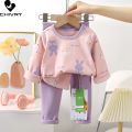 New 2023 Kids Pajamas Boys Girls Autumn Cute Cartoon Strawberry Long Sleeve O-Neck Clothing Sets Toddler Baby Pyjamas Sleepwear.