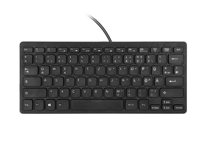 Wired mini keyboard, USB interface, desktop computer, silent ultra-thin 78 keys, German small language keyboard