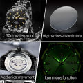 OLEVS  automatic mechanical   movementLuxurious stainless steel strap watch for men waterproof luminous calendar. 