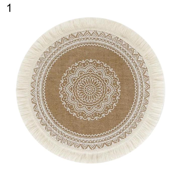 Rattan Trivet Mats Heat Insulation Handmade Cotton Flax Dining Table Non-Slip Placemat for Kitchen