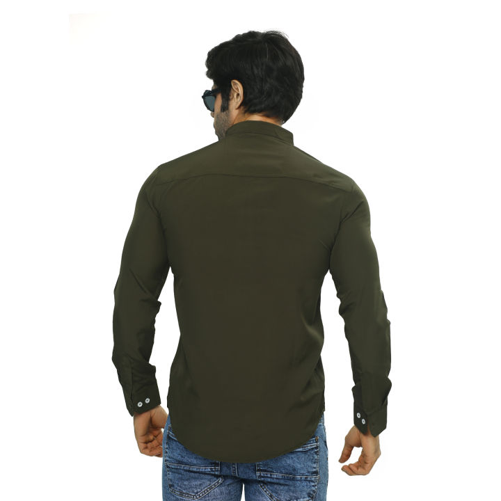 Plain%20olive%20color%20shirt%20for%20men%20-%20Image%203