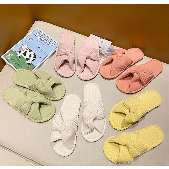 Slide%20Slipper%20Shoes%20Comfy%20Trendy%20Gift%20Slippers%20Slippers%20for%20Women%20Memory%20Foam%20House%20Bedroom%20Corduroy%20Bow%20Crossbands%20-%20Image%204
