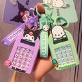 Genuine Kawaii Sanrio Keychain Hello Kitty Kuromi Cinnamoroll Bag Pendant Creative Calculator Key Chain Ornaments Birthday Gift.