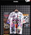 Jnese ins graffiti T-shirt male short-sleeved large size loose summer stuHong Kong trend half-sleeved tshirt. 