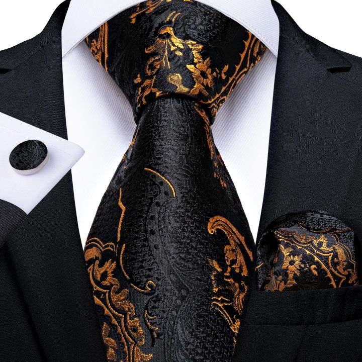 Luxury%20Black%20Gold%20Paisley%20Silk%20Ties%20For%20Men%208cm%20Men's%20Wedding%20Neck%20Tie%20Pocket%20Square%20Cufflinks%20Set%20Collar%20Pin%20Men's%20Gift%20-%20Image%205