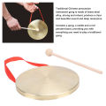 Tam Tam Gong Traditional Percussion Instrument Clear Sound Gong Instrument with Mallet and Red Hanging Ribbon for Wedding Celebrations Grand Opening Ceremonies.