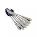 cha-camoch Stainless Steel Tea Spoon Set/SS Spoon With Ceramic Design Plastic Handel (6 pcs set).