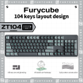 FURYCUBE ZT104 Gasket Structure Mechanical Keyboard 104 Keys Wired Keyboard Type-C USB Support Hot Swap LED Gaming Keyboard. 