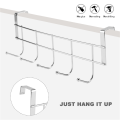 5 Hooks Over Door Home Bathroom Kitchen Coat Towel Loop Hanger Rack Holder Shelf,Silver. 