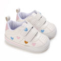 White Baby Shoes Girls Cute Heart Embroidery Sneakers Soft Sole Non-slip Infant Walking Baptism. 
