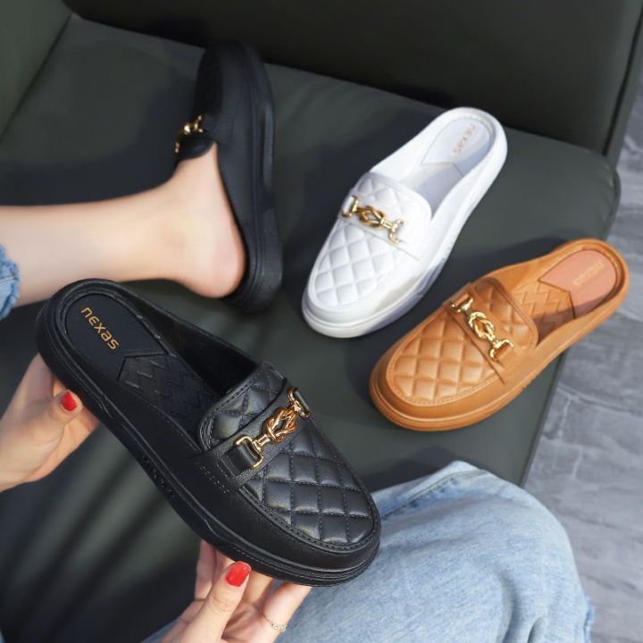 Heelless Lazybones' Shoes Women's Summer Wear Fashionable All-Matching Internet CelebrityinsCasual Non-Slip Closed Toe Half Slippers Women's Sandals