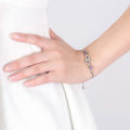 S925 Sterling Silver Bracelet Inlaid With Natural Amethyst Zircon Heart Lady Bracelet, Charm Jewelry Gift Wedding Jewelry.