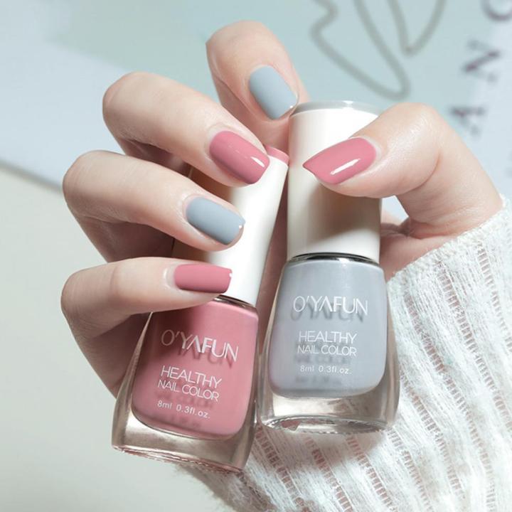 OYAFUN 8ml Nail Polish Water-Based Quick Dry Multiple 40 Colors Tearable Manicure Matte Waterproof No-bake Polish Gel for Female