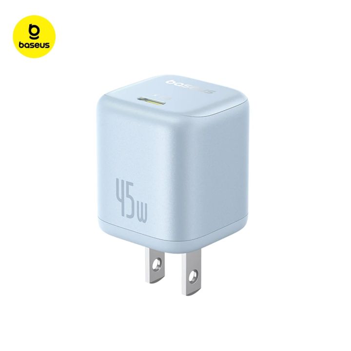 Baseus GaN Charger 45W PD Adapter For Iphone 1516 Series Macbook PicoGo GaN6 Pro Fast Charger US -blue