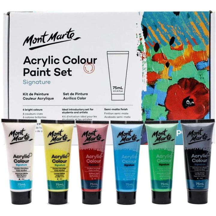 Mont Marte Acrylic Color Paint Set – 75ml Tubes | 6 Pcs