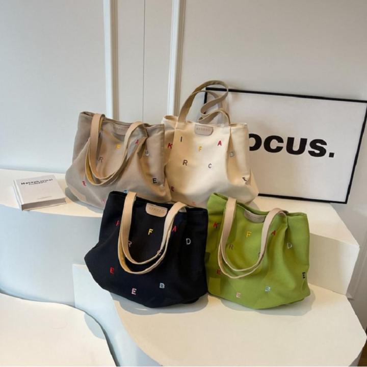 Embroidered%20Tote%20Bag%20Portable%20Fashion%20Shoulder%20Bag%20Large%20Capacity%20Canvas%20Storage%20Bag%20for%20Casual%20Grocery%20Shopping%20Book%20Carrying%20Women%20Accessory%20Pouch%20-%20Image%203