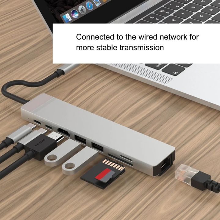 USB%20C%20HUB%208%20in%201%20USB%20C%20Adapter%20with%204K%20HDMI%20100W%20PD%20USB%203.0%20RJ45%20Ethernet%20SD/TF%20Card%20Reader%20MacBook%20pro%20air%20ipad%20-%20Image%205