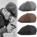 Vintage Beret Hats for Men Newsboy Hats Classic Retro Cotton Blend Beret Caps Adjustable Men British Style Striped Octagonal Hat. 
