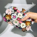 3D Beaded Flower Evening Bag, Elegant Box Clutch Purse, Women's Wedding Handbags For Party Prom.