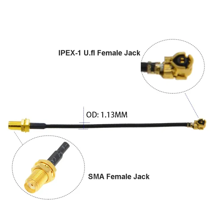 BEVOTOP%202pcs%20IPEX%20Cable%20uFL/u.FL/IPX/IPEX-1%20Female%20to%20SMA%20Female%20WIFI%20Antenna%20RF%20Cable%20RF1.13/RG178%20Pigtail%20Extension%20-%20Image%202