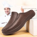 Men Chef Shoes Business Slippers Waterpoof Cover Toe Fashion Casual Daily Plus Size Leather Slippers Indoor. 