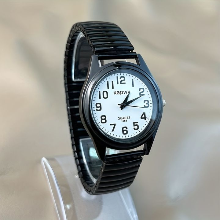Casual%20Round%20Pointer%20Quartz%20Watch%20Vintage%20Fashion%20Analog%20Elastic%20Band%20Wrist%20Watch%20For%20Women%20Men%20-%20Image%204
