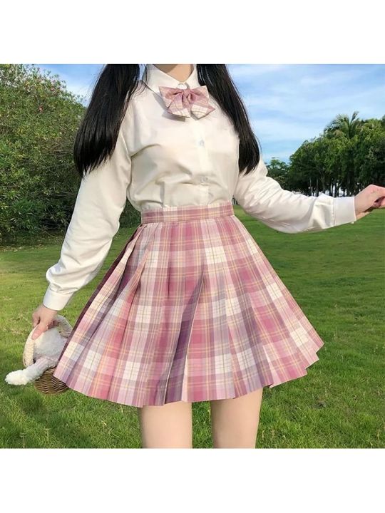 Summer%20Women's%20Mini%20Skirt%20Harajuku%20Korean%20Fashion%20Sweet%20Cute%20Jk%20Kawaii%20Skirt%20Girl%20High%20Waist%20Plaid%20Pink%20Pleated%20Skirt%20-%20Image%207