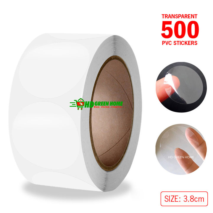 500 pcs x 3.8cm Round Clear PVC Sticker Dot Transparent Package Box Seal Labels Stickers
