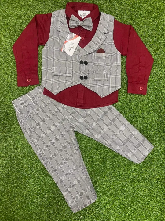 PREMIUM%204PCS%20Baby%20Boy%20Formal%20Suit%20Gentleman%20Clothes%20Sets%20Children%20Birthday,%20Wedding,%20Any%20Party%20Dress%20Suit%20with%20cap+bowtie+vest+full%20shirt+trouser%20-%20Image%203