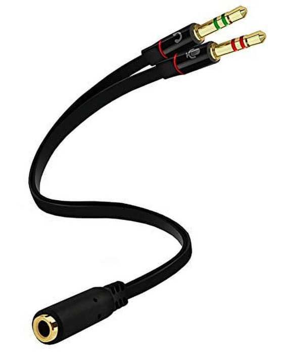 3.5mm 1 Female to 2 Male Headphone & Mic Plugs Audio Y Splitter Cable Cord