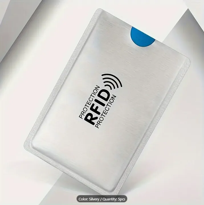 RFID%20Blocking%20Sleeves%20NFC%20Anti%20Scan%20ID%20Credit%20Card%20Holder%20Case,%20Silver%20-%20Image%208