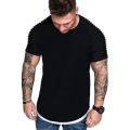 Summer New Men's Casual Fashion Solid Color T-shirt Casual Sports Short Sleeve T-shirt. 