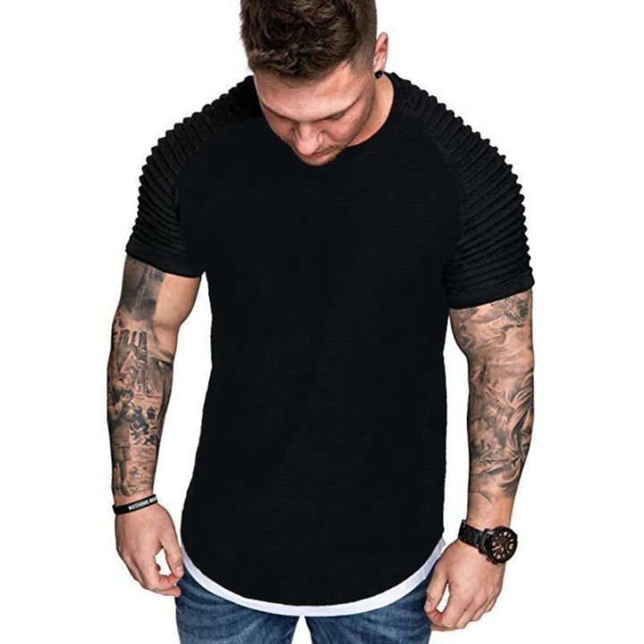 Summer%20New%20Men's%20Casual%20Fashion%20Solid%20Color%20T-shirt%20Casual%20Sports%20Short%20Sleeve%20T-shirt%20-%20Image%202