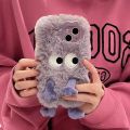 Korean Funny Fur Fluffy Monster Phone Case For iPhone 15 14 13 12 11 Pro MAX Cute Girl Winter Warm Back Cover Soft Plush Coque.